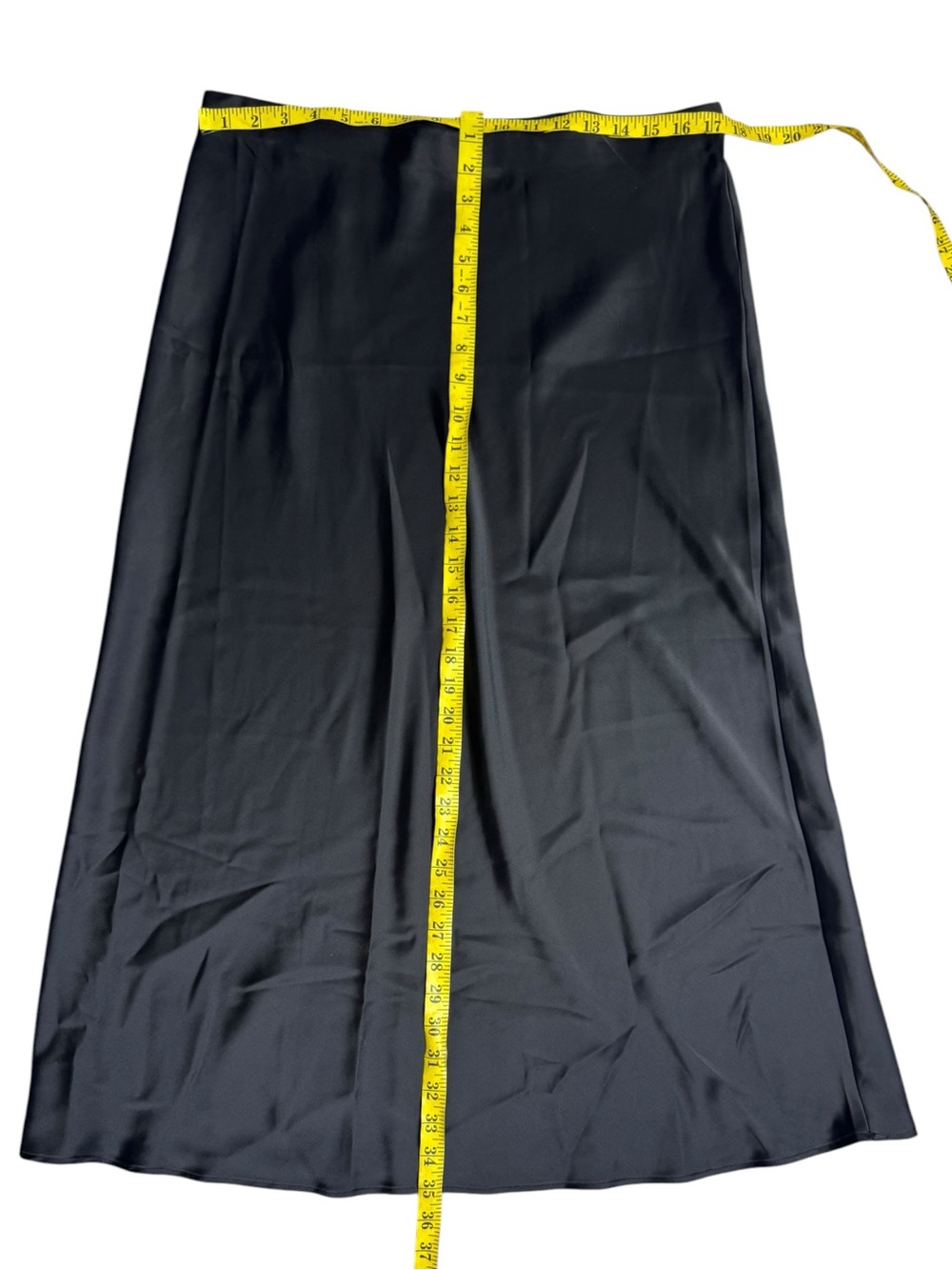 Rachel Zoe Black Satin Maxi Slip Skirt Size 12 90s Minimalist Bias Cut - Picture 4 of 7